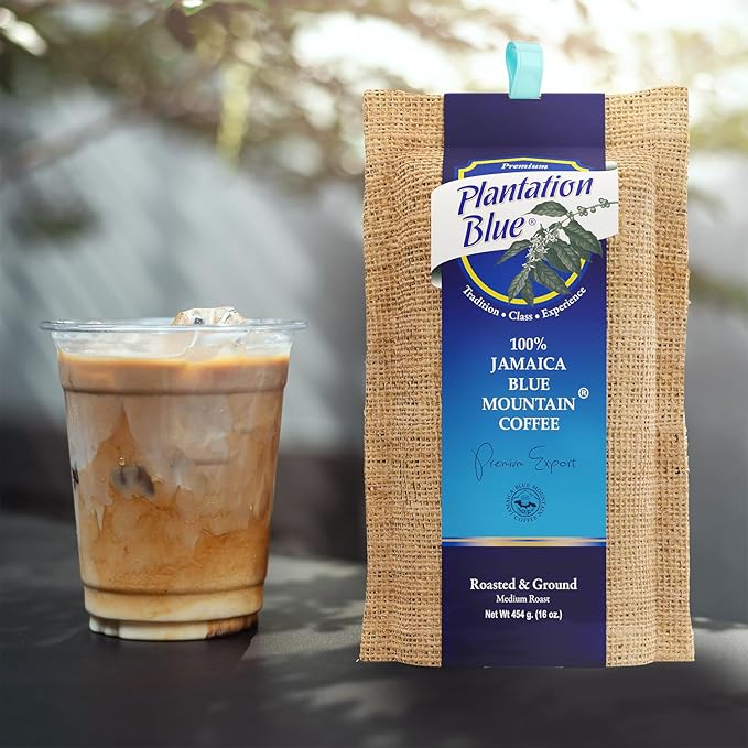 PREMIUM PLANTATION BLUE TRADITION CLASS EXPERIENCE 100% Jamaica Blue Mountain Coffee Medium Roasted and Ground (16oz)