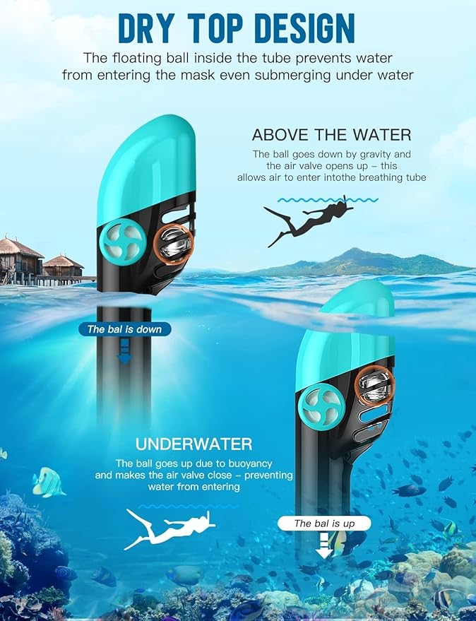 Zenoplige Full Face Snorkel Mask Adults,Dry-Top Snorkeling Gear with Camera Mount,Foldable 180-Degree Panoramic Scuba Mask for Snorkeling Diving Swimming Travel,Snorkel Mask Anti-Fog & Anti-Leak