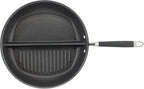 Anolon Advanced Hard Anodized Nonstick Divided Grill / Griddle Pan / Skillet - 12.5 Inch, Gray