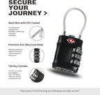 TSA Locks for Luggage, 3 Digit Combination Padlock, Luggage Locks TSA Approved 2 Pack, Combo Cable Padlocks with Code, for Gym Locker, Suitcase, Gun Case, Backpack Zipper (Black+Black)