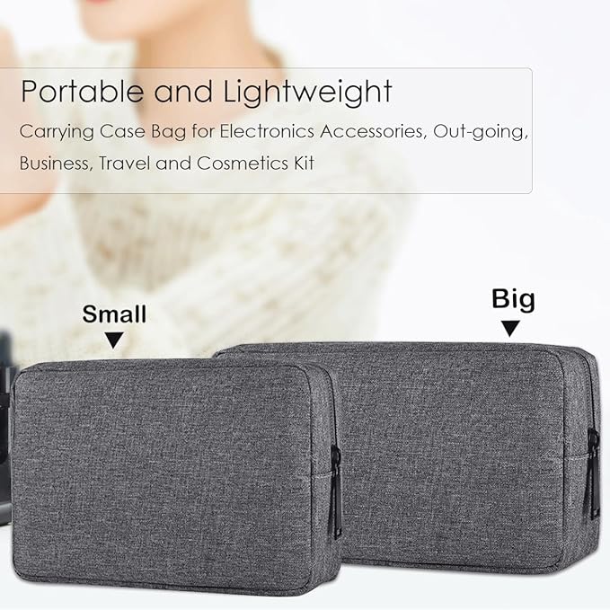 CAAORDKSO Travel Electronic Organizer Pouch Bag, Waterproof Portable Electronic Accessories Storage Multifunctional Case for USB, Cable, Cord, Charger, Phone, Power Bank, Earphone (Big-Dark Gray)