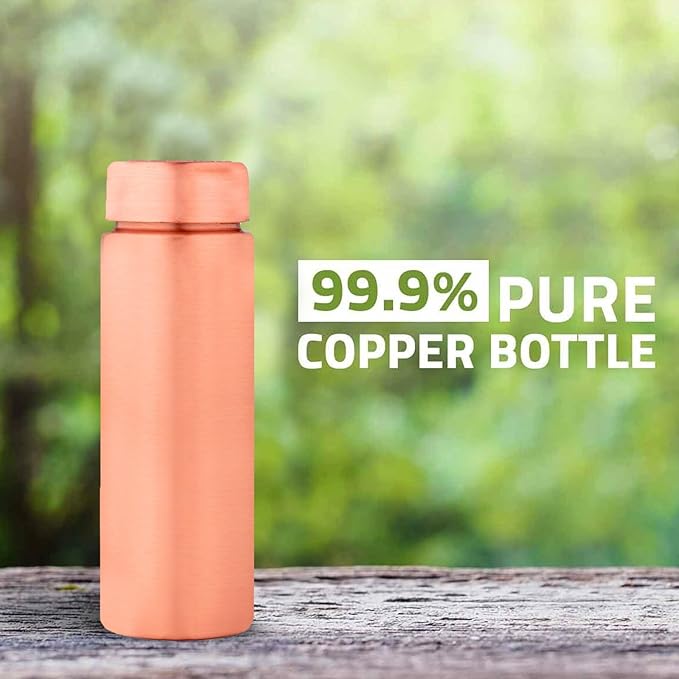 NORMAN JR Copper Water Bottle 400ml - Gift Box of 3, Slim Plain, an Ayurvedic vessel made from pure copper - helps you drink more water, with many health benefits