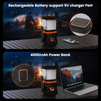 LED Camping Lantern Rechargeable,1000LM, Easy to Carry with 5 Ligth Modes, IP44 Waterproof Battery Powered Perfect for Power Outages for Power Outages, Hiking, Campsites, Emergencies(2Pack)