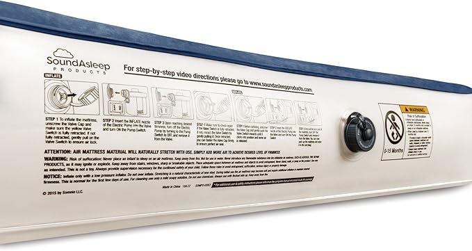 SoundAsleep Products Camping Series Air Mattress Includes Eco-Friendly PVC - Included Rechargeable Air Pump - Twin Size