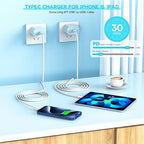 【Apple MFi Certified】20W USB C Fast Charger iPhone 17 16 15 Charge Block 3Pack 6 FT TypeC Fast Charger Cable for iPhone 17/17 Pro/17 ProMax/iPhone 16/16 ProMax/15 Plus All USB C Charging Devices(Blue)