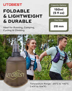 UTOBEST 150ml Soft Flask, 2 Pack Flexible TPU Hydration Water Bottle, Collapsible with 28mm Caliber for Running, Hiking, Cycling, Climbing, and Marathon Yellow