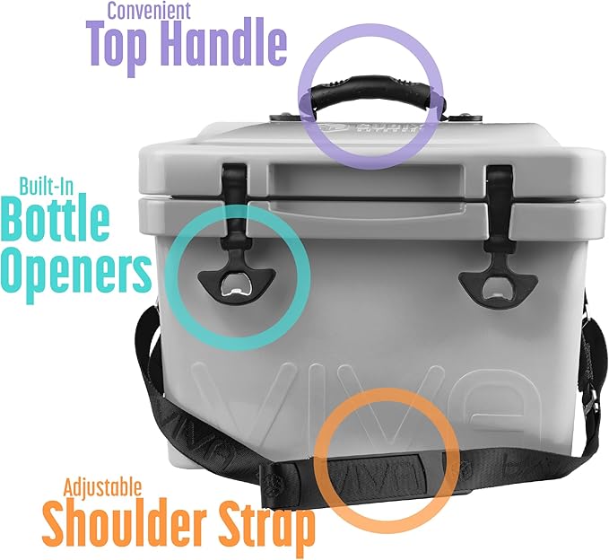 Viva 14QT On-The-Go Personal Portable Hard Cooler Ice Chest | Everyday, Beach, Sports, Camping, Picnics, Lunch Box, Groceries/Market