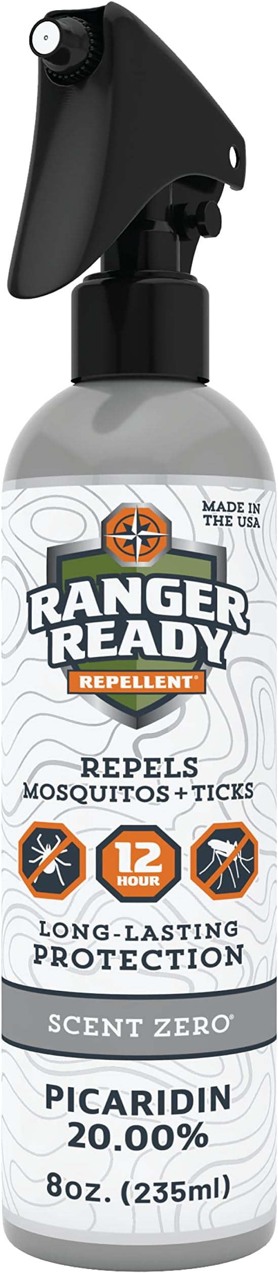 Ranger Ready Repellents Picaridin Insect Repellent Spray with Scent Zero - Mosquito Repellent and Tick Spray (8 oz., Pack of 1)