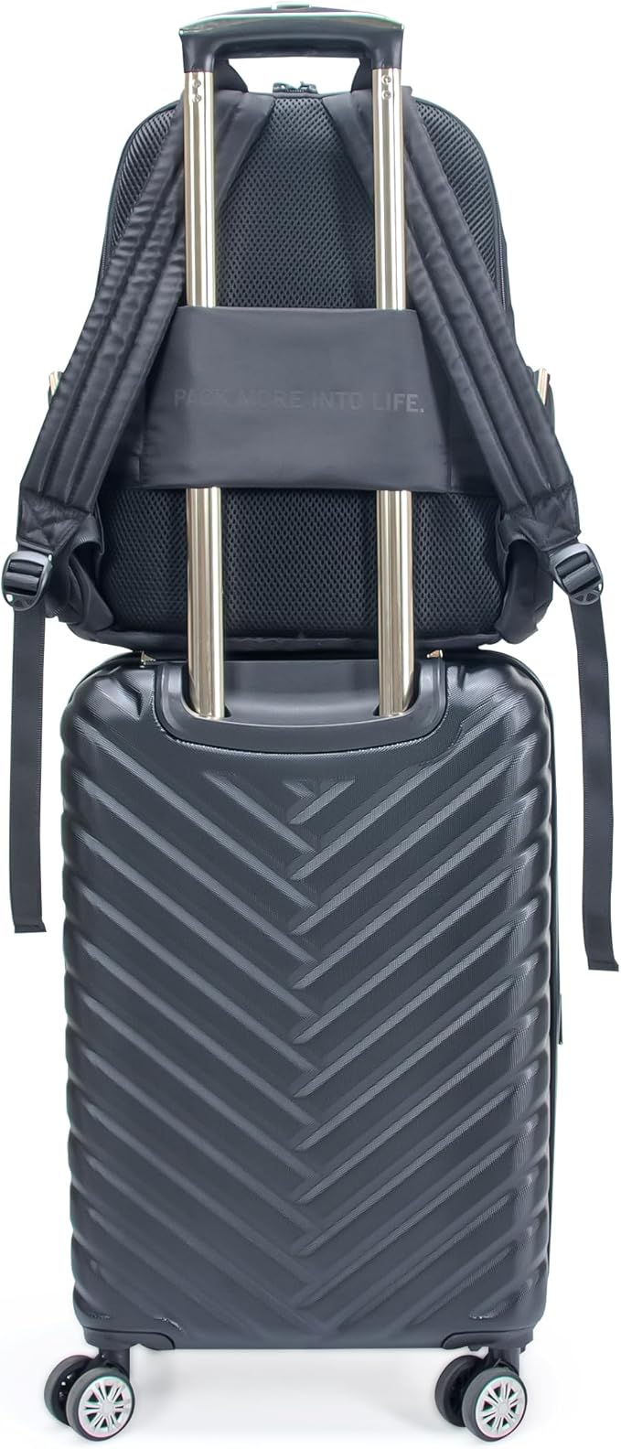 Kenneth Cole REACTION Sophie Women's Silky Nylon 15" Laptop & Tablet Anti-Theft RFID Travel Backpack Bag, Black With 20" Carry-On