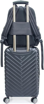 Kenneth Cole REACTION Sophie Women's Silky Nylon 15" Laptop & Tablet Anti-Theft RFID Travel Backpack Bag, Black With 20" Carry-On