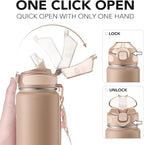 Enerbone 32 oz Insulated Water Bottle, Stainless Steel Bottle with Carrying Strap, Double-Wall Vacuum Insulation Design, Leakproof Sports Bottle with Straw, Keep Drinks Cold or Hot for Hours