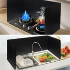 2 Pieces Grease Splatter Guard 2 Sided Foldable Stainless Steel Splatter Guard Oil Splash Guard for Grease Stainless Steel Backsplash for Stove Frying Pan Splatter Guard (Black, 15.7" X 15.7")