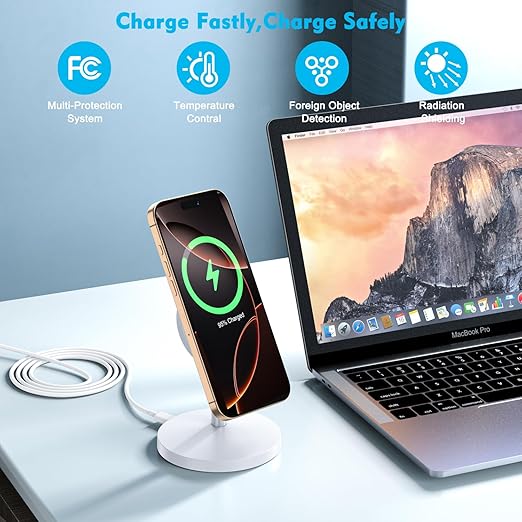 Magnetic Wireless Charger iPhone Charger Stand Stand Mag Safe Pad,2Pack Fast Mag-Safe Charging Station for iPhone 16 ProMax/16 Plus/15/14/13/12 Apple Magnet Wireless Charging Station/AirPods Pro 2/3/4