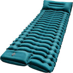 Camping Sleeping Pad, Ultralight Camping Mat with Pillow Built-in Foot Pump Inflatable Sleeping Pads Compact for Camping Backpacking Hiking Traveling - Dark Green.