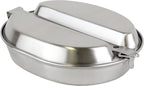 Mastiff Gears® 304 (18/8) Stainless Steel (FDA Compliant) USGI Type Mess Kit, Revived Plate Set, Army Mess Kit with Utensils & Pouch for Outdoor Camping Hiking Picnic BBQ Beach