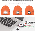ATNKE LED Lighted Beanie Hat,USB Rechargeable 4 LED Running Headlamp Bright Cap with The Light Gifts for Men and Women
