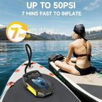 50PSI Paddle Board Pump Electric Portable, 10000mAh Sup Pump with Auto-Off,9 Modes Paddleboard Pump for Stand Up Paddle Board/Car/Kayak/Motorcycle/Bicycle (Rechargeable)