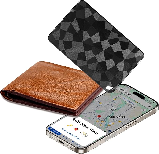 Card Tag Wallet GPS Tracker: Rechargeable Smart Finder (iOS Only) for Apple Find My - Bluetooth Tracking Tags with Up to 4 Month Battery for iPhone - Key Track and Item Locator for Bags, Passport