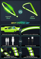 LED Reflective Belt Sash for Walking at Night, Night Running Safety Gear High Visibility Rechargeable LED Light Up Running Belt for Runners Walkers Men Women