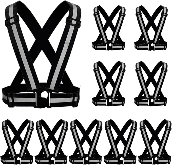 Reflective Running Vest 2-10 Pack, High Visibility Reflective Gear Night Cycling Safety Vest Strap for Men Women Kids