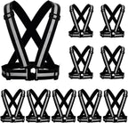 Reflective Running Vest 2-10 Pack, High Visibility Reflective Gear Night Cycling Safety Vest Strap for Men Women Kids