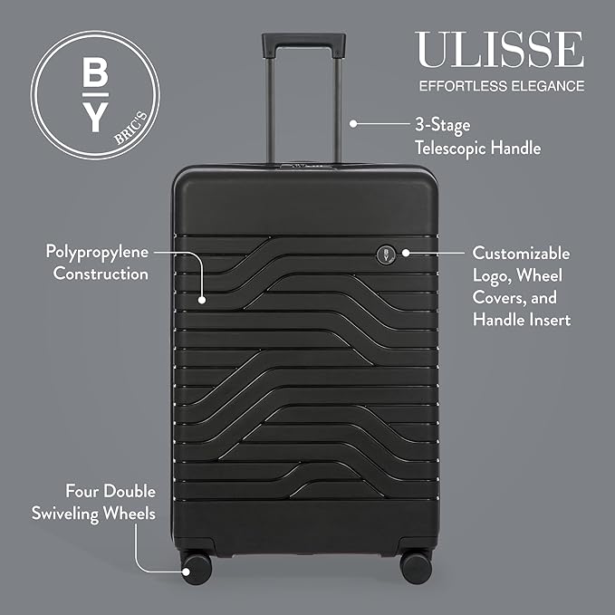 Bric's 30" Expandable Spinner Suitcase - Travel Luggage with TSA-Approved Lock and Hard Shell Exterior - B|Y Ulisse - Black