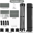 COBIZI 10x10 Pop up Canopy Tent with 4 Sidewalls, Waterproof Heavy Duty Commercial Canopy for Parties, Outdoor Tent, Garden Gazebo, Carry Bag with Wheel (10x10ft, Gray)