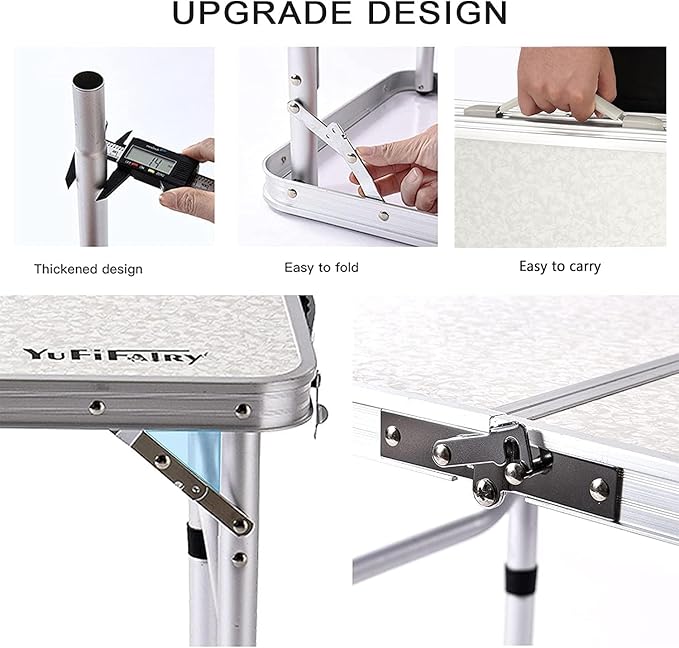 Folding Camping Table, 35''L x16''W Camp Aluminum Table with Adjustable Height Legs, Indoor Outdoor Lightweight Portable Folding Dining Table for Camp Picnic Beach Cooking 3Ft（3 Heights 10"/20"/27"）