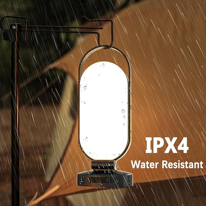 Hapfish Rechargeable Solar Camping Lantern, 5000mAh Battery Powered LED Lights, Dimmable Foldable Waterproof Camping Essentials, Lamp for Power Outages, Camping Gear, Hurricane, Emergency, Indoor