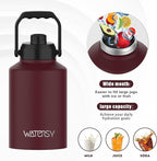 WATERSY 1 Gallon Water Bottle Insulated(Cold for 48 Hrs),BPA Free&Leak Proof,128oz Stainless Steel Water Jug,Big thermo,Large Water Bottle with Handle for Gym,Hiking,Camping&Travel,Brick Red