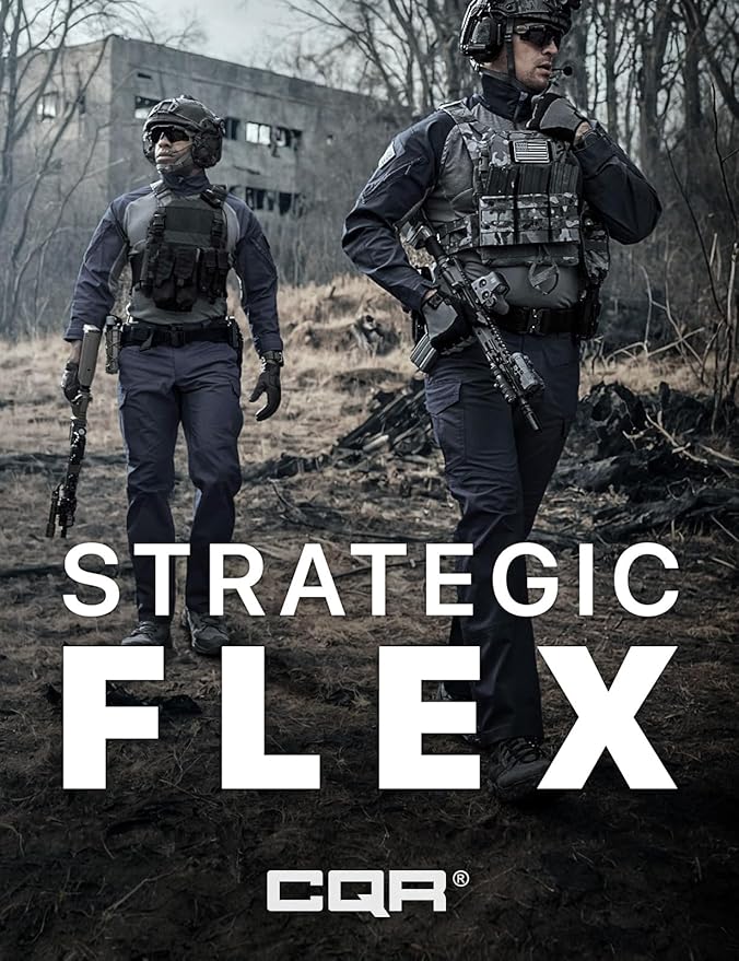 CQR Men's Flex Ripstop Tactical Pants, Water Resistant Stretch Cargo Pants, Lightweight EDC Hiking Work Pants