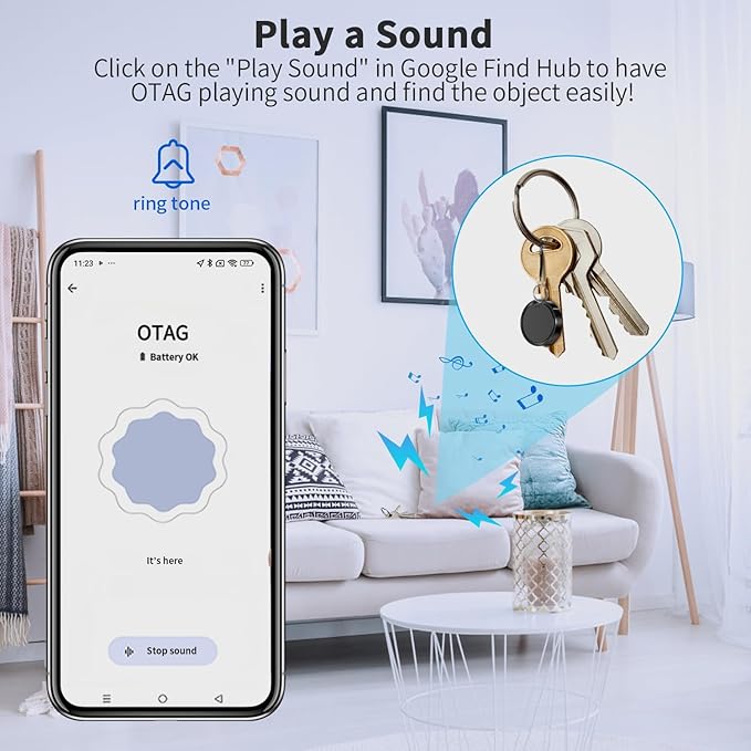 Tracker Tag for Android Luggage Tracker Tags Compatible with Google Find Hub App (Android Only) Bluetooth Tracker Key Finder and Item Locator for Wallets, Backpack, Suitcases-Black