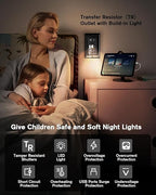 PD USB Outlet with Light,20W Power Delivery USB Receptacle with Night Light, 20A Tamper-Resistant Wall Outlet, Fast Charging Type A & USB-C Charger for Smartphones, Laptops, Tablets (2, Black-2P)