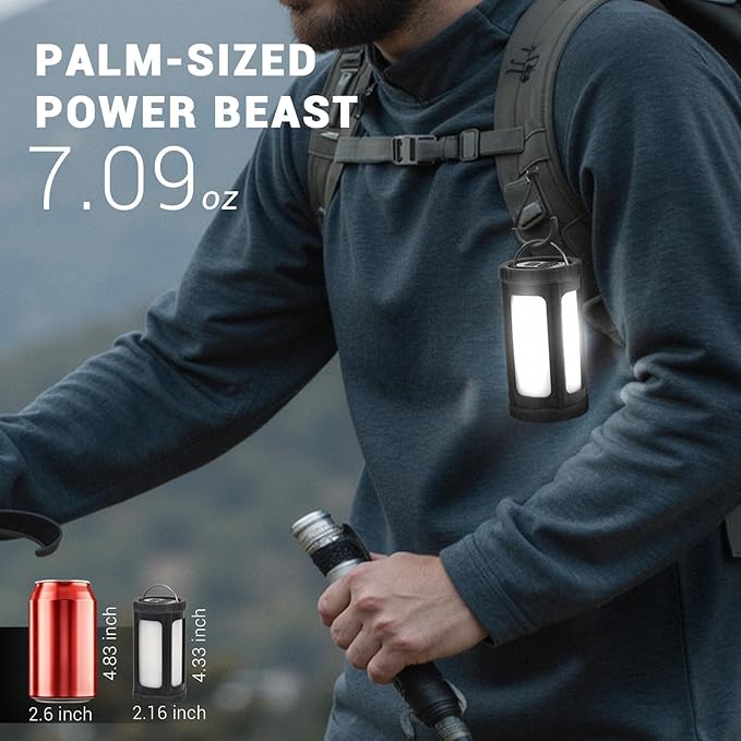 Camping Lantern Rechargeable 150Hr Runtime, 600LM Ultra Bright 360° COB Camping Light, IPX7 Waterproof 2900mAh Power Bank, Portable Emergency Flashlight for Hiking Power Outage Survival Gear