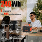 Takki 300W Portable Solar Generator 240Wh Portable Power Station with 40W Foldable Solar Panel, Power Bank with 110V AC Outlet USB DC for Emergency Outdoor Camping Home Use Blackout