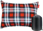 Outdoor Camping Pillow Lightweight, Compressible, Flannel Travel Pillow Cases, Washable Removable Pillow Cover Camping and Backpacking Red