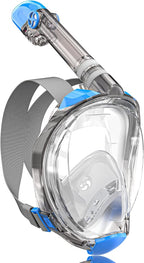 QingSong Full Face Snorkel Mask for Adults, Snorkeling Gear with Camera Mount, 180 Degree Panoramic View Snorkel Set Anti-Fog Anti-Leak