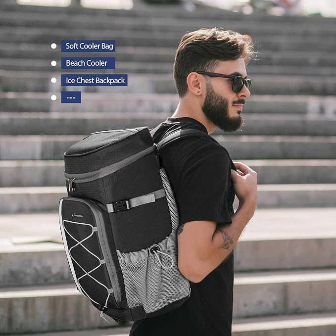 Maelstrom Cooler Backpack - 35/50 Can Insulated Soft Cooler Lunch Bag for Camping, Beach, Hiking & Shopping