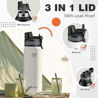 ROCKBROS Insulated Water Bottle with Straw, Stainless Steel Sports Water Cup Flask Leak Proof with Handle Keep Warm and Cold for Hiking, Cycling, Bike Travel, School Sports, Gym