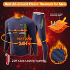 romision Thermal Underwear for Men Long Johns Fleece Lined Hunting Gear Bottom Top Set Base Layer for Cold Weather Gift
