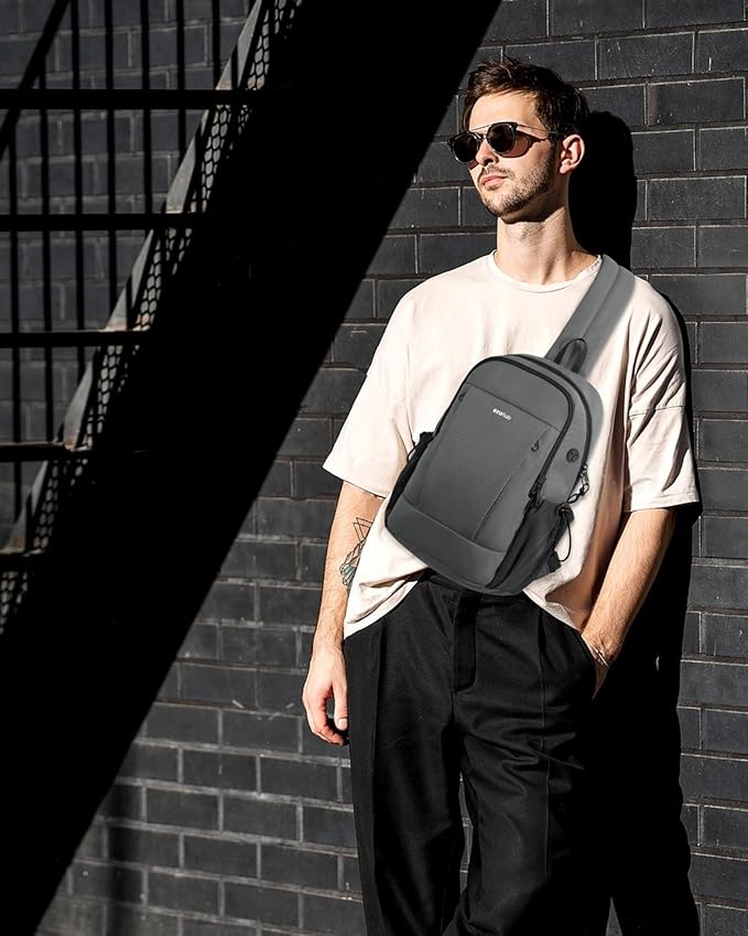 ECOHUB Crossbody Bags for Women Men, Anti-Theft RFID Blocking Roomy Sling Backpack with Sturdy SBS Zippers Water Resistant Chest Shoulder Bag Daypack with 9 Pockets Casual Outdoor Hiking, Army Green