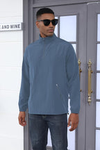 Men's Casual Quarter Zip Pullover Golf Windbreakers Athletic Lightweight Jacket Hiking Running Sweatshirt with Pockets