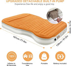 KMZ SUV Air Mattress with Built-in Pump & 2 Pillows, Thickened Flocked PVC, Quick 90-Seconds Inflation Air Bed, Portable & Durable Car Air Bed for Camping, Travel, Truck