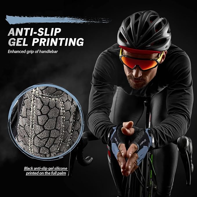 Bike Gloves for Men Women with Anti-Slip Shock-Absorbing Pad, Light Weight Half-Finger Cycling Gloves
