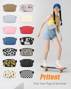 Pritent Fanny Packs for Women Cross Body Bag Waterproof Belt Bag with Adjustable Strap and Zipper Back Pocket Small Crossbody Bags Fashion Waist Packs for Workout Travelling(Light Gray)