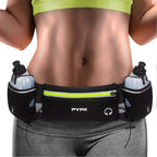 PYFK Running Belt with Water Bottles, Hydration Belt for Men and Women, Water Bottle Holder Running Pouch Water Belt, Fanny Pack Fits 7 inches Phones, Waist pack for Runner Jogging