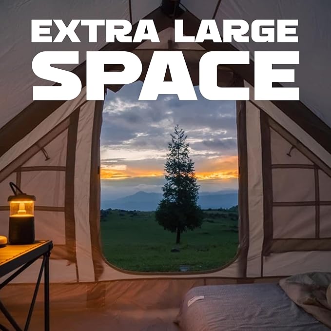 CCF Inflatable Tent for Camping with Canopy and Pump Air Glamping Tents for Camping Adult Easy Setup 4 Season Blow Up Tent Waterproof Windproof Outdoor