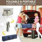 BDL Double Camping Chair with Canopy, Two Person Folding Loveseat with Shade, Heavy Duty Beach Chair with Cooler Bag, Cup Holder for Outside, Fishing, Sports, Beach-White