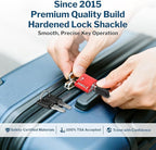 Forge 1''x1'' TSA Approved Luggage Locks: Ultra Secure dimple Key Travel Locks with zinc Alloy Body, for Luggage, Travel Cases, Backpacks, Red 2PK.