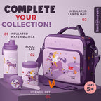 Bentoheaven Kids Water Bottle Stainless Steel for Boys & Girls, 2 Lids (Chug & Straw), Handle & Silicone Boot, Reusable Metal Leak-proof Insulated Tumbler, School & Sports 17oz (Purple)